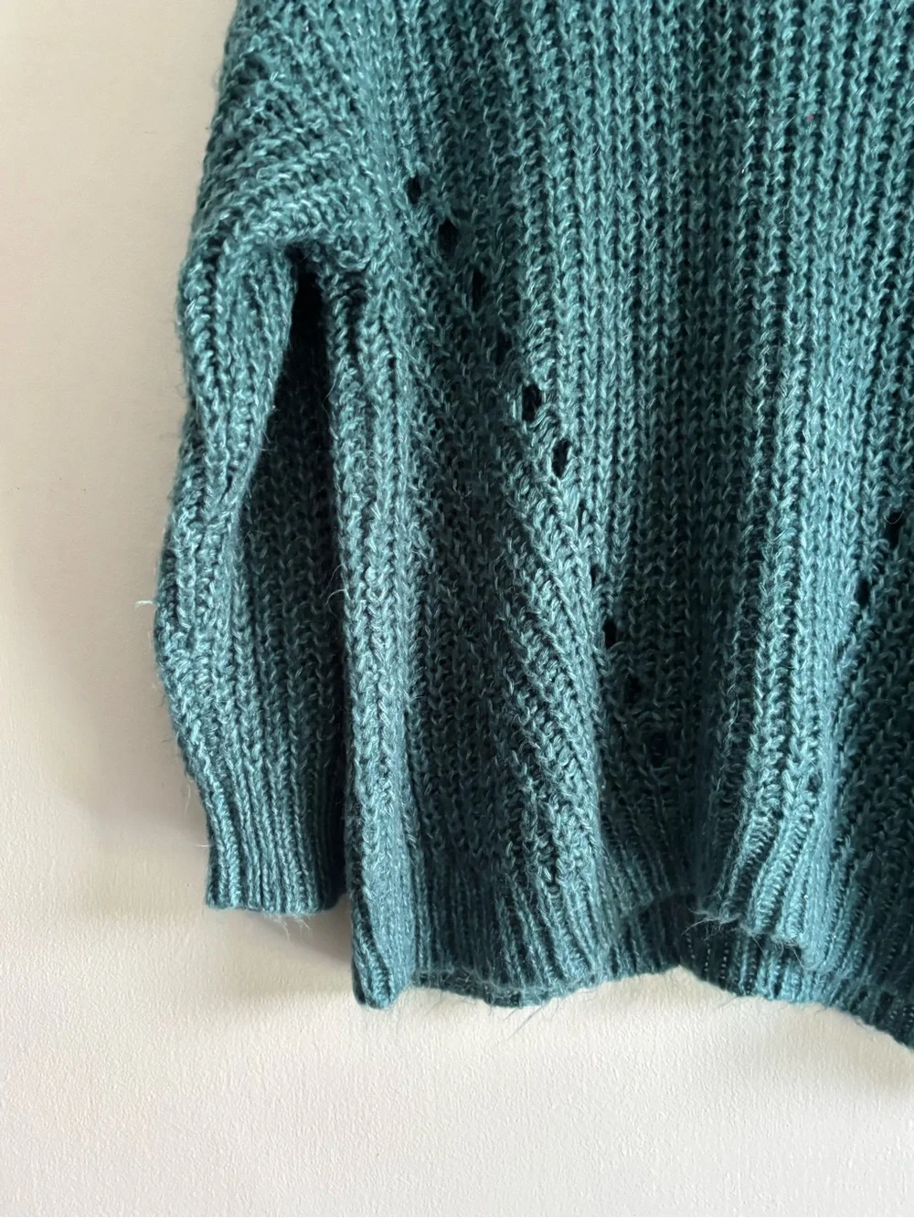 American Eagle Outfitters Teal Green Scoop-Neck Chunky Knit Sweater